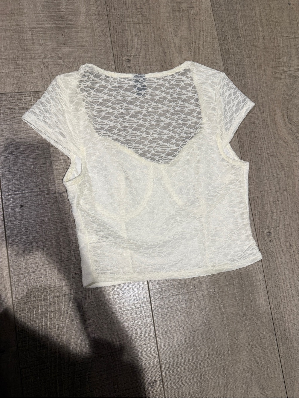 wild fable Ivory Lace Mesh Crop Top